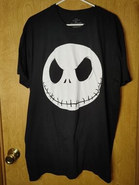 Disney Nightmare Before Christmas Black Tee with Jack Skellington Face 2XL